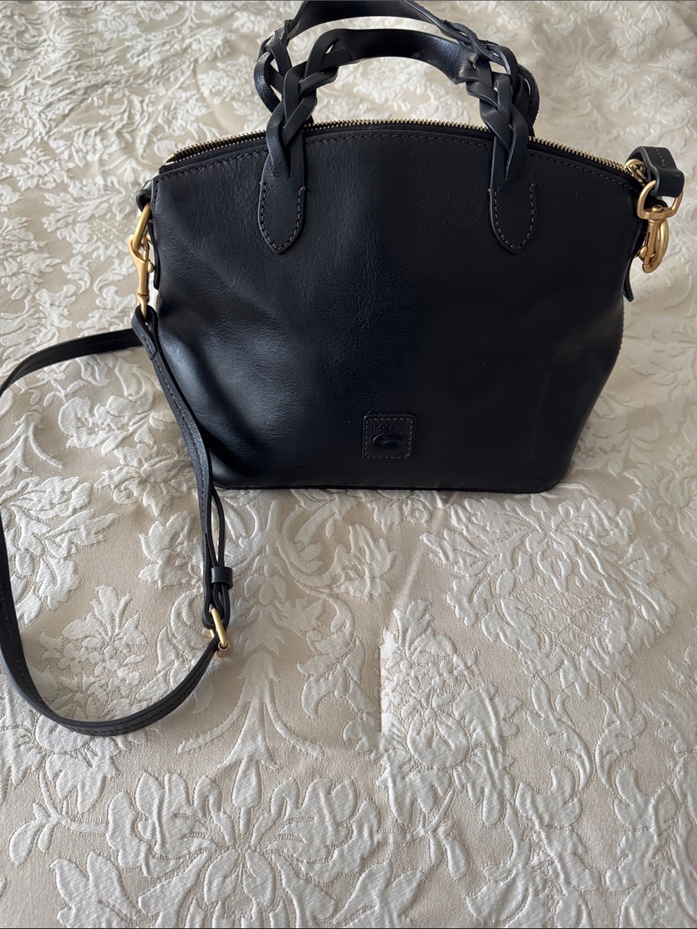 Dooney & Bourke Black Leather Crossbody with Braided Handles